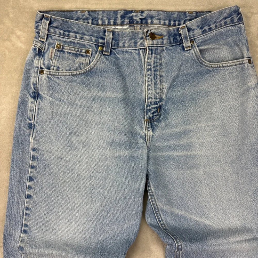 Carhartt B17-DST Jeans Mens 36x28 Blue Relaxed Fit Vintage Faded Workwear Denim